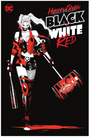 HARLEY QUINN BLACK AND WHITE AND RED